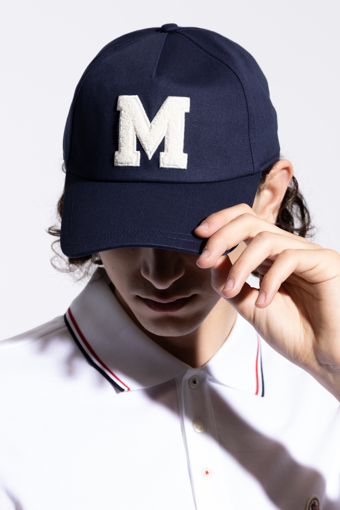 【サブ】 MONCLER BASEBALL キャップ ネイビー Navy Blue Gabardine Baseball Cap - Hats & Beanies for Men